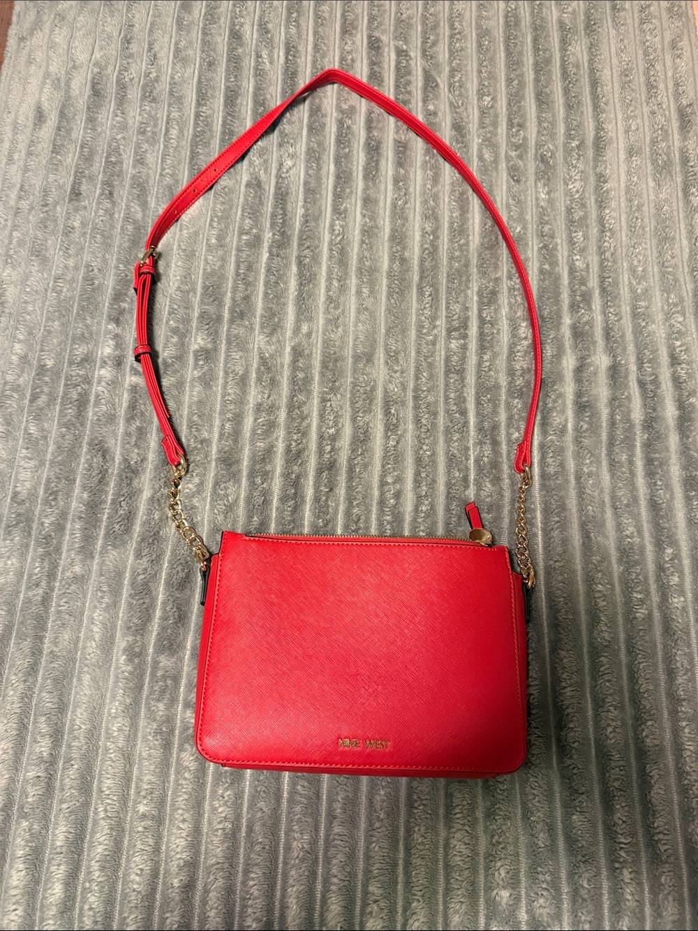 Nine West Red Saffiano Crossbody with Gold Hardware